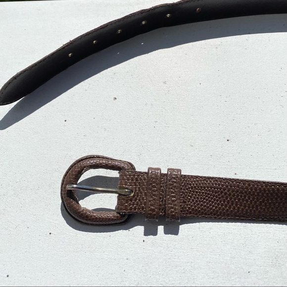 Talbots Brown Lizard Grain Leather Large Belt 9732 - Picture 2 of 4